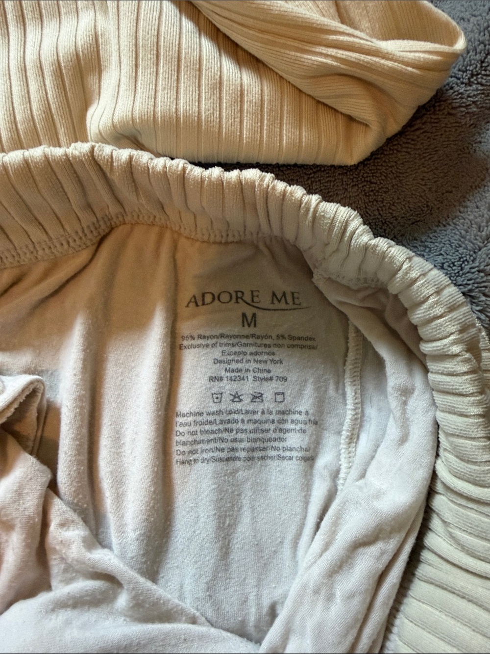 Adore Me Cream Ribbed Tank & Sleep Pants Set - Picture 3 of 5